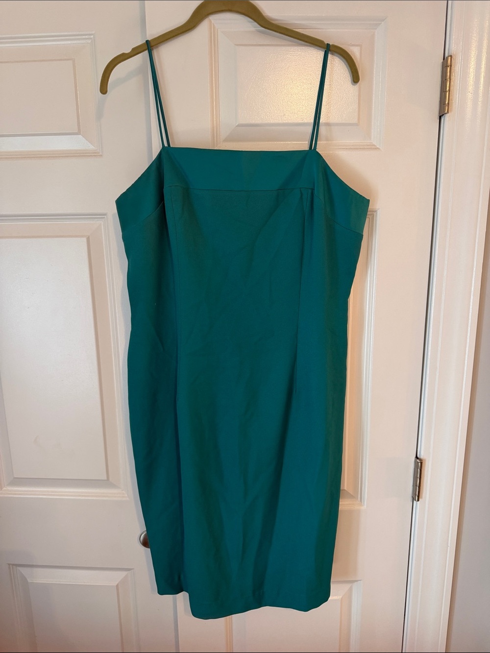 Vintage Teal Midi Sheath Dress with Spaghetti Straps
